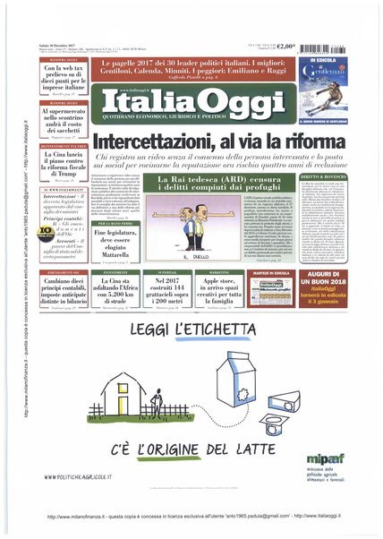 Italia oggi : quotidiano di economia finanza e politica